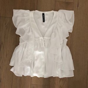 Design Labs White Ruffle Blouse